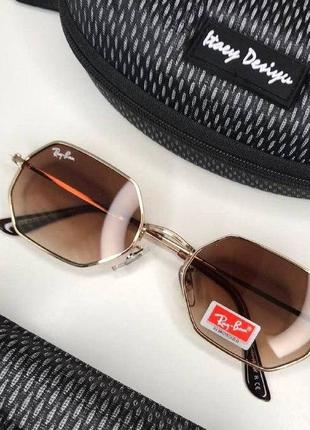 Сонцезахисні окуляри r-b octagonal шестикутні корычневая лінза градієнт