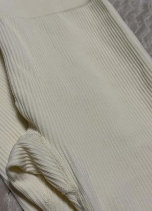 Лосины в рубчик,молочные, светлые, высокая посадка