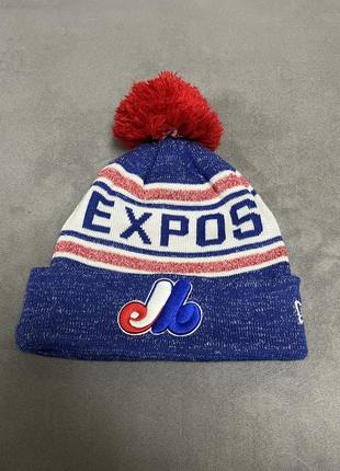 Шапка new era expos шапочка в спортивному стилі з помпоном