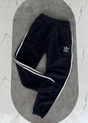 Мужские флисовые спортивные штаны чоловічі флісові спортивні штани сині adidas2 фото