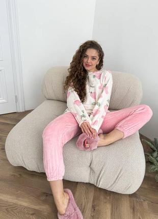 Теплая махровая пижама, комплект для дома штаны и кофта2 фото