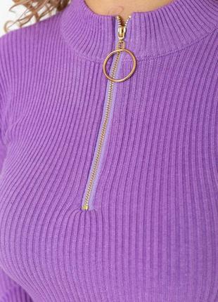 Кофта женская в рубчик, цвет сиреневый, 221r3365 фото