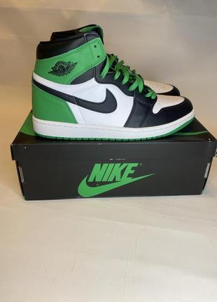 Нові оригінал кросівки air jordan 1 high lucky green1 фото