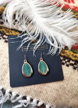 Серьги next jewellery с эмалью, серёжки в золотом тоне
