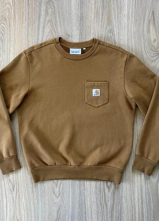Мужской тёплый хлопковый свитерс карманом carhartt