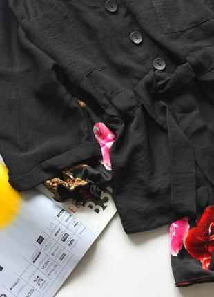 Красивая черная блуза под пояс с карманами 10 м3 фото