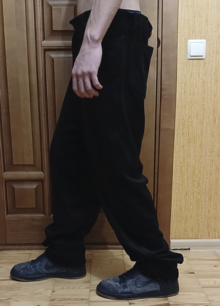 Wide velvet black pants1 фото