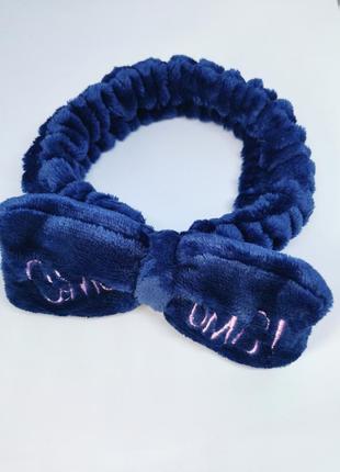Косметическая повязка для волос omg плюшевая синяя2 фото
