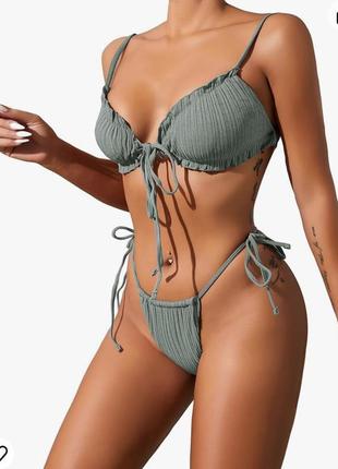 Сексуальний бразильський купальний костюм у бікіні lilosy із м’якою стрічкою та стрінгами для жінок, 2 предмети, зав’язаний збоку купальний костюм