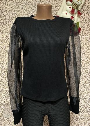 Фирменный свитер с ажурными рукавами zara1 фото