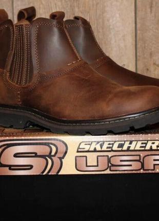 Кожаные ботинки-челси skechers размер 43-44 (28,5 см)10 фото