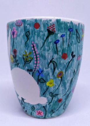 Чашка ручної роботи, чашка з квітами, чашка мамі в подарунок, керамічна кружка2 фото