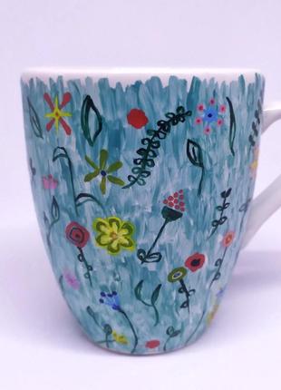 Чашка ручної роботи, чашка з квітами, чашка мамі в подарунок, керамічна кружка3 фото