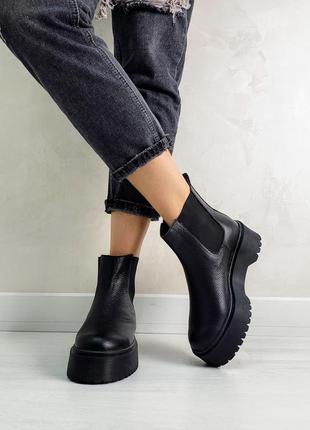 Черные кожаные ботинки р36-40 кеды хайтопы сапоги ботильоны чорні черевики