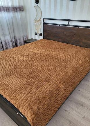 Плюш махра 🩷 плед евро 220 × 240 евро размер р см 2.20 на 2.40 м покрывало одеяло теплый мягкий размер махровый колос колосок