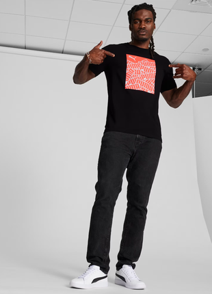 Черная мужская футболка puma stacked box men's tee новая оригинал из сша3 фото