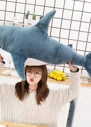 М’яка плюшева іграшка акула shark doll 100 см подушка акула подушка обіймашка