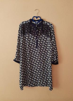 Стильное платье -рубашка с бахромой