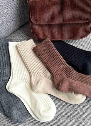 Жіночі зимові високі кашемірові трендові шкарпетки в рубчик корона 36-41р2 фото