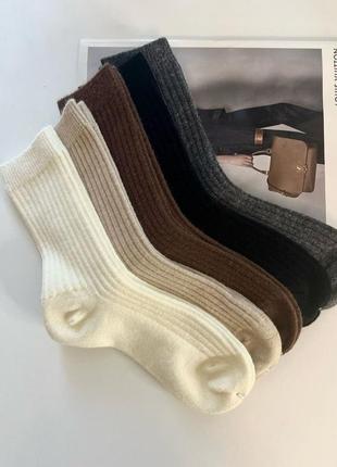 Жіночі зимові високі кашемірові трендові шкарпетки в рубчик корона 36-41р4 фото