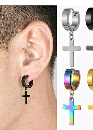 Серьги кресты крестики в готическом стиле панк рок готика