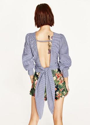 Блуза в смужку з відкритою спиною і бантом ззаду4 фото
