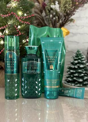 Набор bath and body works гель для душа, крем, спрей, крем для рук vanilla bean noel и пакетик1 фото