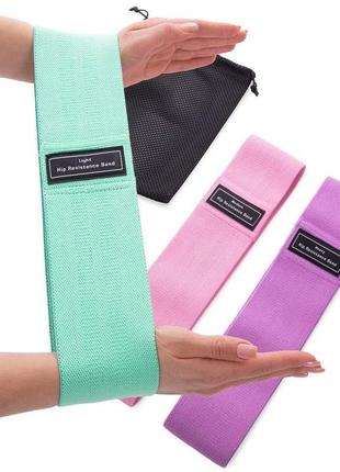 Набор тканевых фитнес резинок luting hip resistance bands 3 штуки2 фото