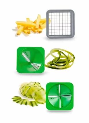 Овочерізка ручна nicer dicer 7в1 подрібнювач для нарізування овочів і фруктів із насадками та контейнером5 фото