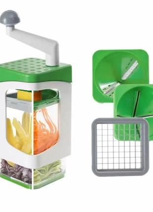 Овочерізка ручна nicer dicer 7в1 подрібнювач для нарізування овочів і фруктів із насадками та контейнером4 фото