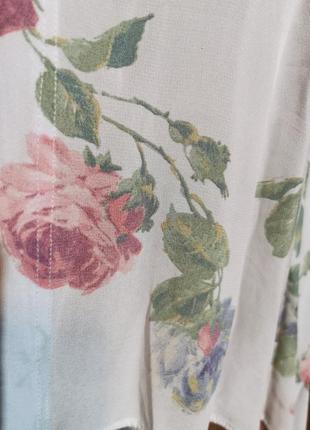 Туника асимметричная в принт розы шифон glass house блуза пляжная батал большого размера8 фото