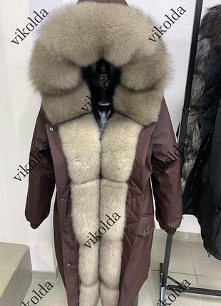 Жіноча зимова куртка парка з натуральним хутром песця, розміри з 42 по 60