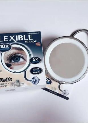 Дзеркало для макіяжу з led підсвічуванням кругле flexible присоска гнучкий тримач wo 305 фото