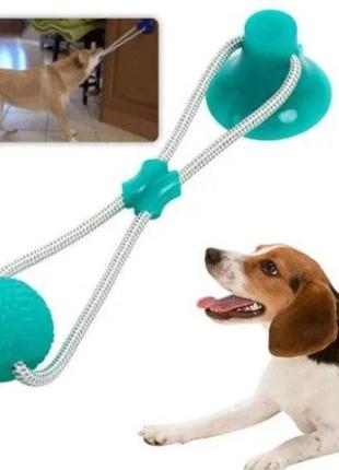 Игрушка для домашних животных, мяч на веревке с присоской salemarket1 фото