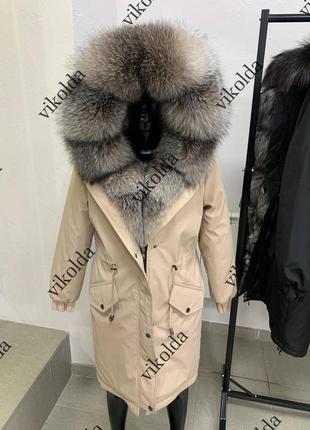 Женская зимняя куртка парка с натуральным мехом блюфрост, размеры с 42 по 583 фото