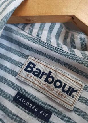 Хлопковая полосканая рубашка с мужского плеча barbour4 фото