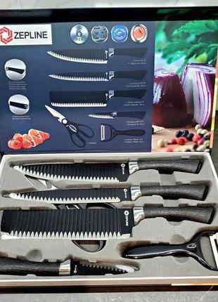Набір кухонних ножів із неіржавкої сталі zepline zp-035 6 предметів1 фото