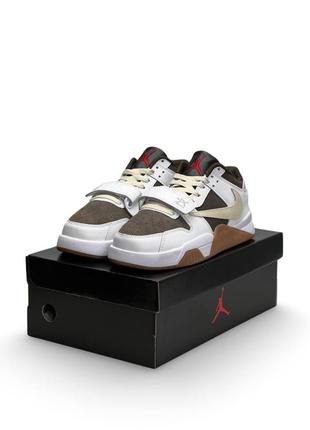 Чоловічі кросівки nike air jordan x travis scott “cut the check” white brown gum