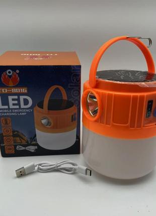 Підвісна ручна лампа ліхтар для кемпінгу та відпочинку solar charging light 100w td-8016 salemarket