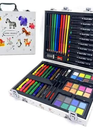 Набір для творчості в алюмінієвому чемодані 84 предмети 002  salemarket