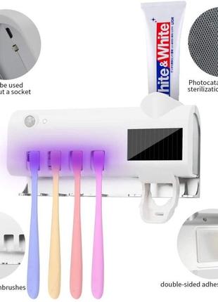 Ультрафиолетовый стерилизатор зубных щеток с дозатором зубной пасты4 фото