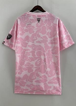 Футболка miami bape - a bathing ape pink маямі бейп рожева мессі messi унісекс жіноча чоловіча