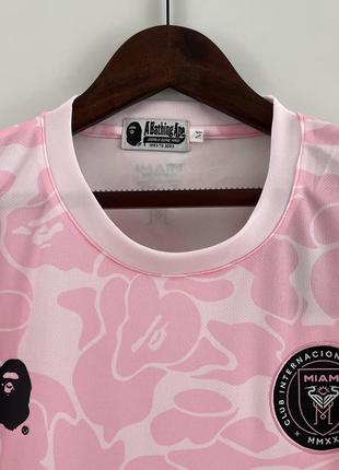 Футболка miami bape - a bathing ape pink маямі бейп рожева мессі messi унісекс жіноча чоловіча