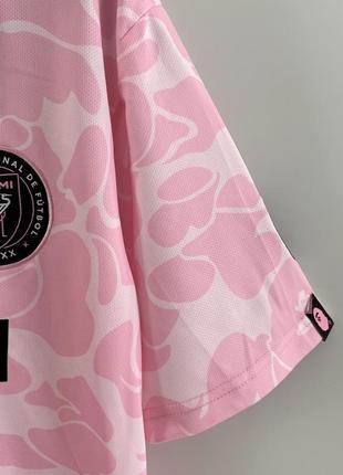 Футболка miami bape - a bathing ape pink маямі бейп рожева мессі messi унісекс жіноча чоловіча