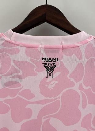 Футболка miami bape - a bathing ape pink маямі бейп рожева мессі messi унісекс жіноча4 фото