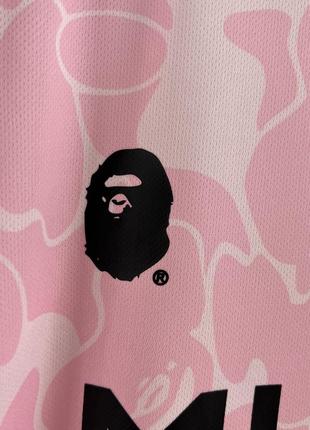 Футболка miami bape - a bathing ape pink маямі бейп рожева мессі messi унісекс жіноча чоловіча