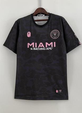 Футболка miami бейп bape a bathing ape black маями черная мессi messi