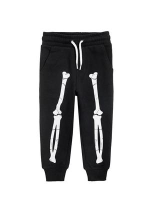 Спортивные штаны скелет хелоувин мальчику 5-6 лет 110-116 см cool club
