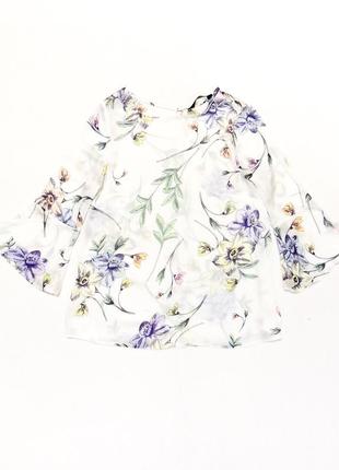 Легкая яркая цветочная блуза плиссе f&f