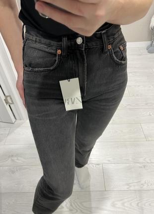 Джинси джинсы zara  straight-fit  розмір  36 s 34 xs 38 м світло-сір, графіт6 фото